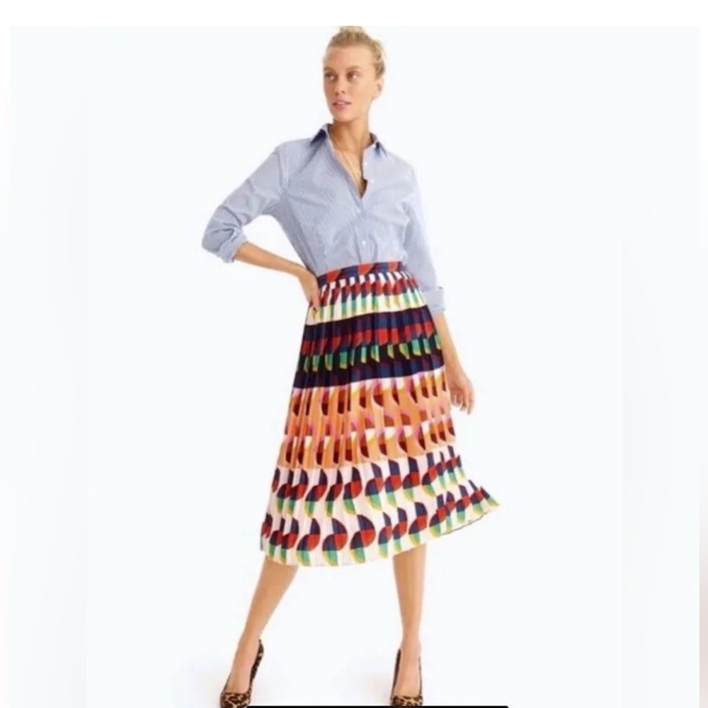 J. Crew 365 Pleated Art Deco Midi Skirt Size 2